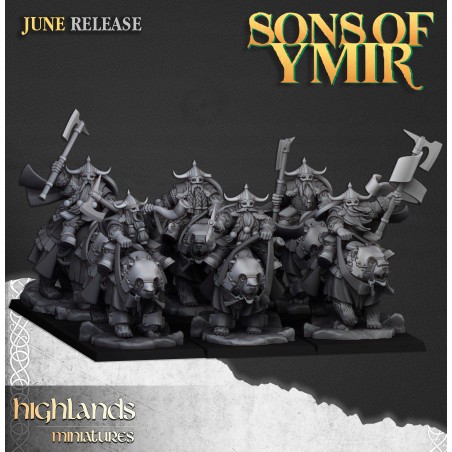 Heavy Dwarf Cavalry x7 + 3 cmd - Bigusson - Druk 3d - Highlands Miniatures