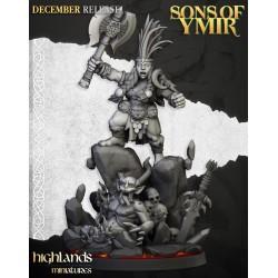 Dwarf Demonseeker Female Scenic Base - Bigusson - Highlands Miniatures
