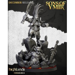 Dwarf Demonseeker Female Scenic Base - Bigusson - Highlands Miniatures