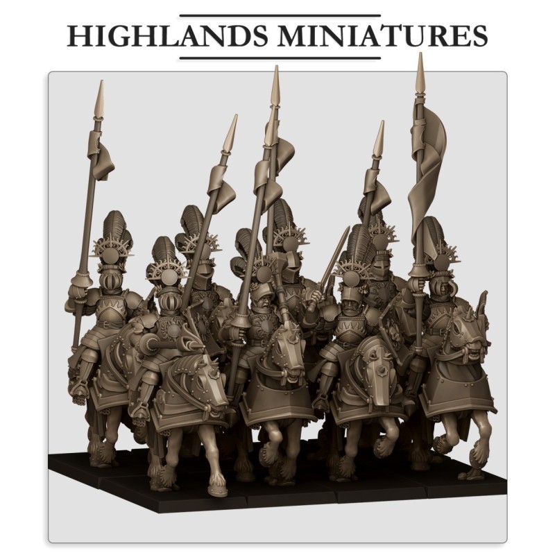 Sunland Golden Flames Knights x 7 + 3 cmd - druk 3d - Highlands Miniatures Sunland Golden Flames Knights x 7 + 3 cmd - druk 3d - Highlands Miniatures