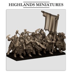 Mergenheim Knights on Foot x7 +cmd - Druk 3d - Highlands Miniatures