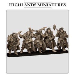 Mergenheim Knights on Foot x7 +cmd - Druk 3d - Highlands Miniatures