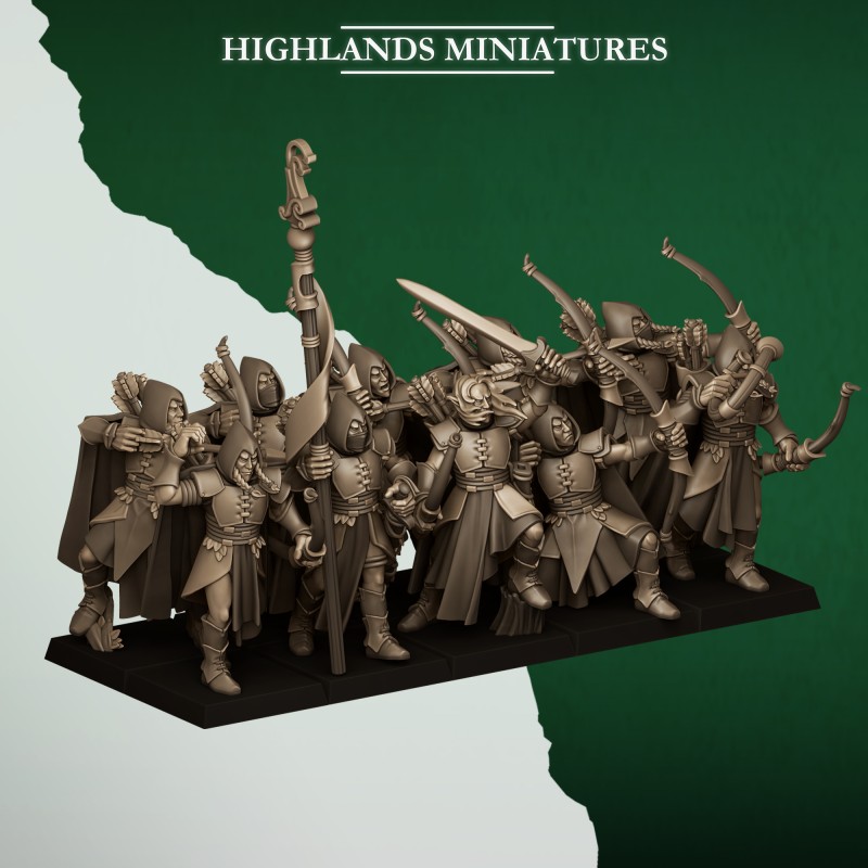 Feral Archers x10 | RPGs | Roleplaying | 32mm 28mm | Tabletop | Wood Elfves | Highlands Miniatures