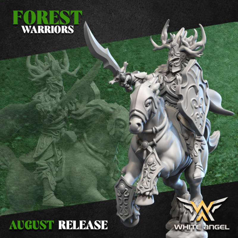 FOREST LORD HORSE - Forest Warriors | Tabletop |Games | Roleplaying | 32mm/28mm | White Angel Miniatures | Wood Elves
