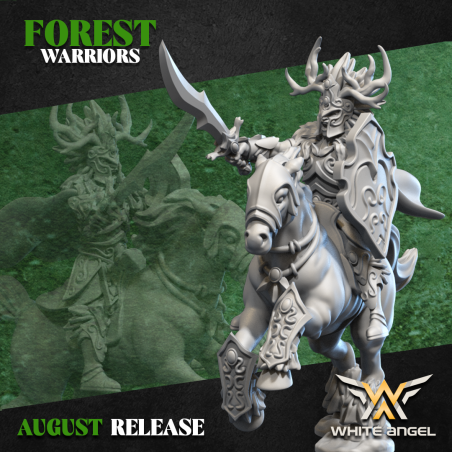 FOREST LORD HORSE - Forest Warriors | Tabletop |Games | Roleplaying | 32mm/28mm | White Angel Miniatures | Wood Elves