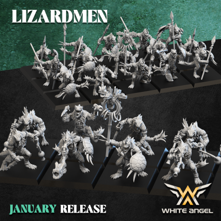 SLIPPERY LIZARD x10 druk 3d LIZARDMEN White Angels