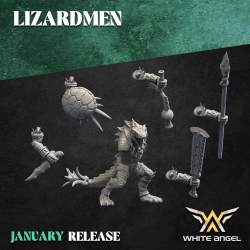 SLIPPERY LIZARD x10 druk 3d LIZARDMEN White Angels
