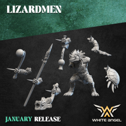 SLIPPERY LIZARD x10 druk 3d LIZARDMEN White Angels