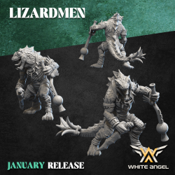 SLIPPERY LIZARD x10 druk 3d LIZARDMEN White Angels