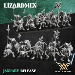 WARRIOR LIZARD x10 druk 3d LIZARDMEN White Angels