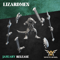 WARRIOR LIZARD x10 druk 3d LIZARDMEN White Angels