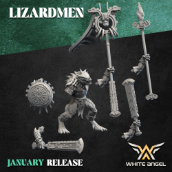 WARRIOR LIZARD x10 druk 3d LIZARDMEN White Angels