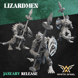 WARRIOR LIZARD x10 druk 3d LIZARDMEN White Angels