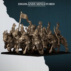 Aegean Sea Hippeis with Bows x7 + cmd - Bigusson - Highlands Miniatures