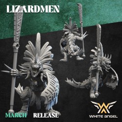 HEAVY SLIPPERY LIZARD sculpted by White Angel Miniatures. x10 LIZARDMEN 3d