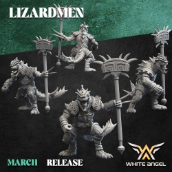 HEAVY SLIPPERY LIZARD sculpted by White Angel Miniatures. x10 LIZARDMEN 3d