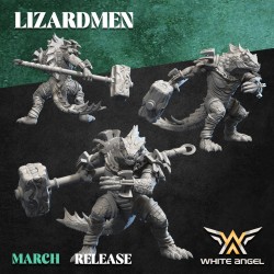 HEAVY SLIPPERY LIZARD sculpted by White Angel Miniatures. x10 LIZARDMEN 3d
