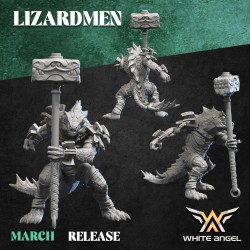 HEAVY SLIPPERY LIZARD sculpted by White Angel Miniatures. x10 LIZARDMEN 3d
