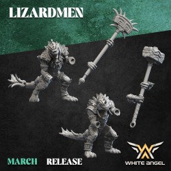 HEAVY SLIPPERY LIZARD sculpted by White Angel Miniatures. x10 LIZARDMEN 3d