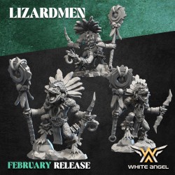 SLIPPERY LIZARD SHAMAN Druk 3d LIZARDMEN White Angels