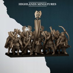 Nemean Lions with Bows x7 + cmd - Bigusson - Highlands Miniatures