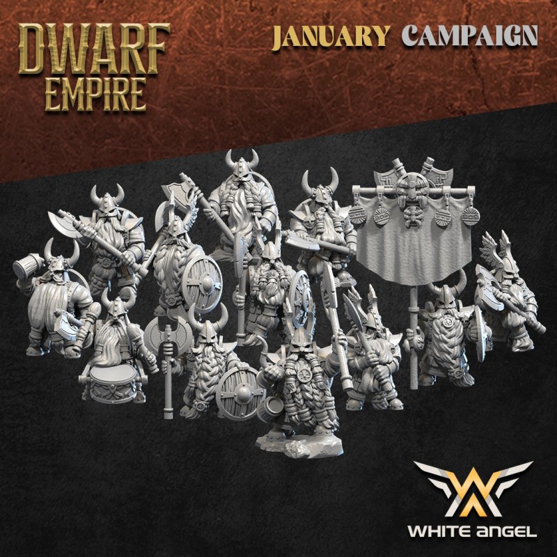 MASTER BEARD WARRIOR x 7 + cmd (new) - Bigusson Miniatures - Druk 3D