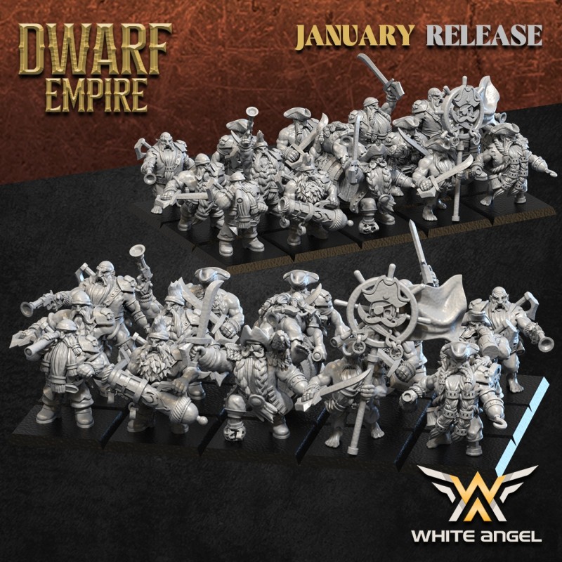 Dwarf Pirate x10 - Bigusson - Druk 3D - White Angels Dwarf Pirate x10 - Bigusson - Druk 3D - White Angels