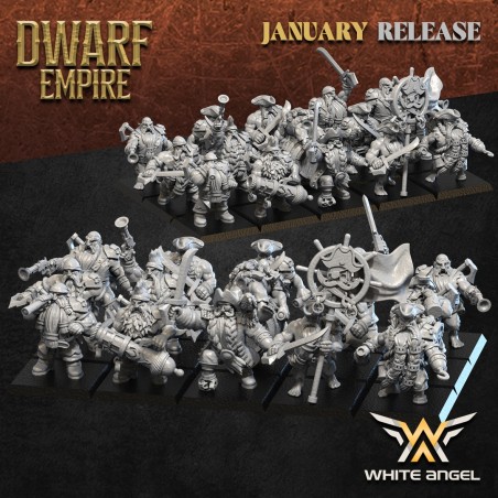 Dwarf Pirate x10 - Bigusson - Druk 3D - White Angels