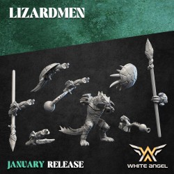 SLIPPERY LIZARD x10 druk 3d LIZARDMEN White Angels