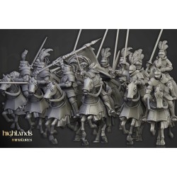 Sunland Knights on Horse x 2 + 3 cmd - druk 3d - Highlands Miniatures