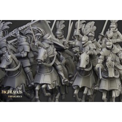 Sunland Knights on Horse x 2 + 3 cmd - druk 3d - Highlands Miniatures