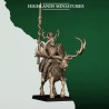 Mounted Feral Elf Lord on Feral Stag - Highlands Miniatures Druk 3D