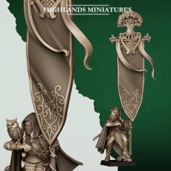 Feral Elf Battle Standard Bearer - Highlands Miniatures Druk 3D