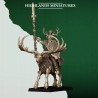 Mounted Feral Elf Lord on Feral Stag - Highlands Miniatures Druk 3D