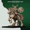 Mounted Feral Elf Druid on Unicorn - Highlands Miniatures Druk 3D