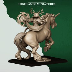 Mounted Feral Elf Druid on Unicorn - Highlands Miniatures Druk 3D