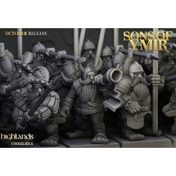 Dwarf Pikemen Unit x7 + 3 cmd - Bigusson - Druk 3d - Highlands Miniatures