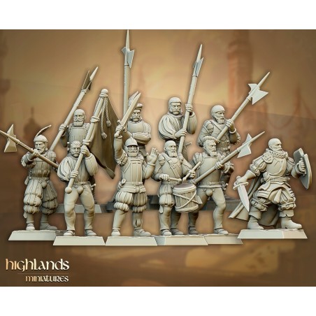 Sunland Imperial Troops z halabardami x7 + cmd - Highlands Miniatures