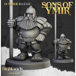 Dwarf Pikemen Unit x7 + 3 cmd - Bigusson - Druk 3d - Highlands Miniatures