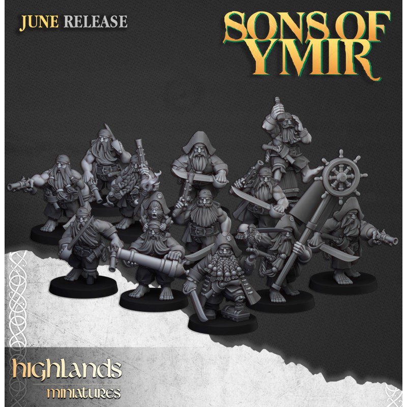 Dwarf Pirates x 10 - Bigusson - Druk 3d - Highlands Miniatures Dwarf Pirates x 10 - Bigusson - Druk 3d - Highlands Miniatures
