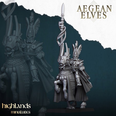Aegean Elf Mounted Lord - Bigusson - druk 3d - Highlands Miniatures