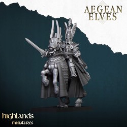 Aegean Elf Mounted Lord - Bigusson - druk 3d - Highlands Miniatures