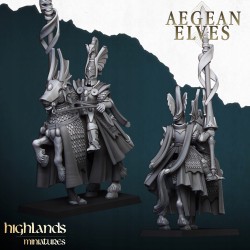 Aegean Elf Mounted Lord - Bigusson - druk 3d - Highlands Miniatures